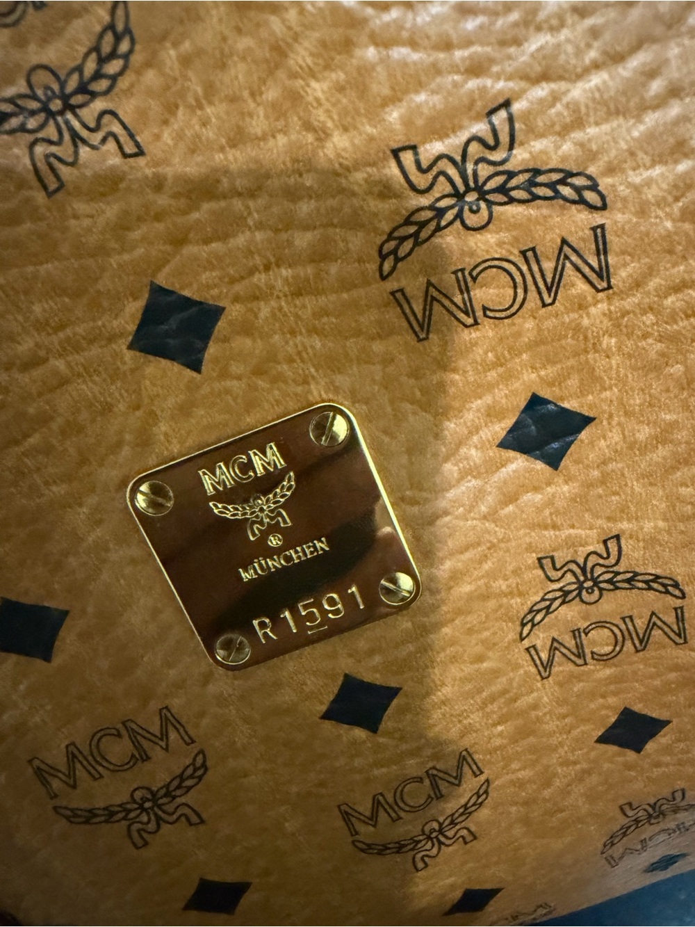 MCM Cognac Visetos Logo Tote in Tan and Brown - Picture 3 of 7